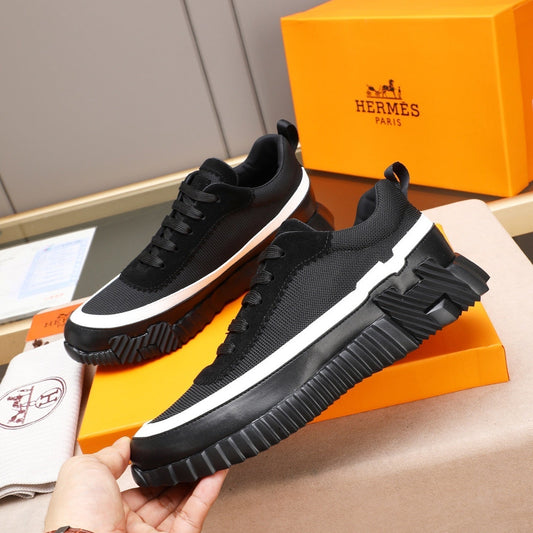 H Striped Leather Sneakers